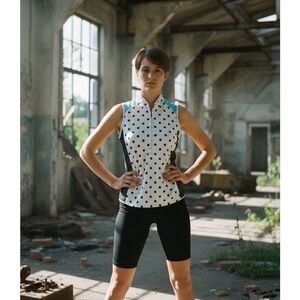 Shebeest-Bellissima-Polka-Sleeveless-Cyling-Jersey-size M